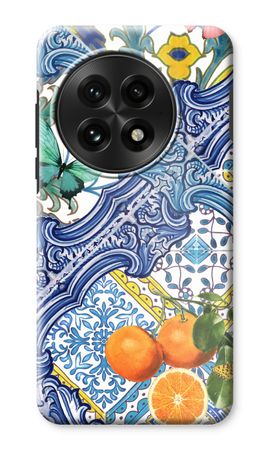 Blue tiles and oranges