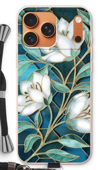 Blue stained glass flowers