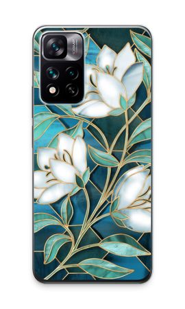 Blue stained glass flowers