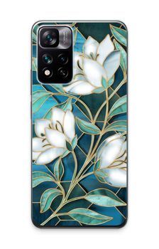 Flores azules de vidriera