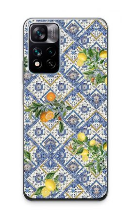 Blue tiles, lemons and oranges - small