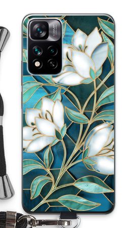 Fleurs en vitrail bleu