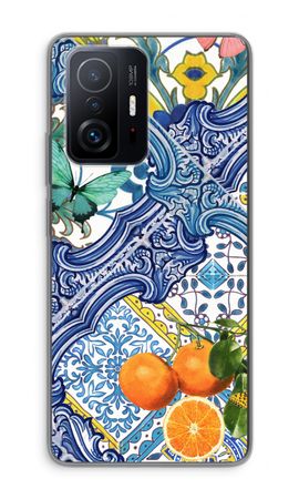 Blue tiles and oranges