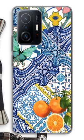 Blue tiles and oranges