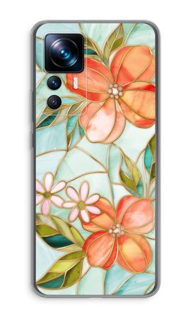 Orange stained glass flower