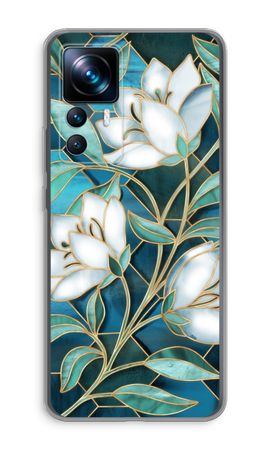 Blue stained glass flowers