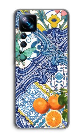 Blue tiles and oranges