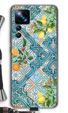 Blue tiles, lemons and oranges