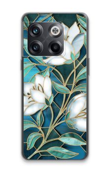 Blue stained glass flowers