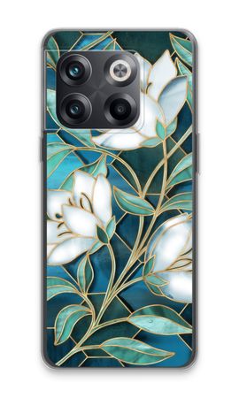 Blue stained glass flowers