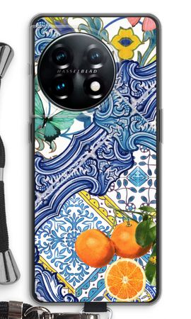 Blue tiles and oranges