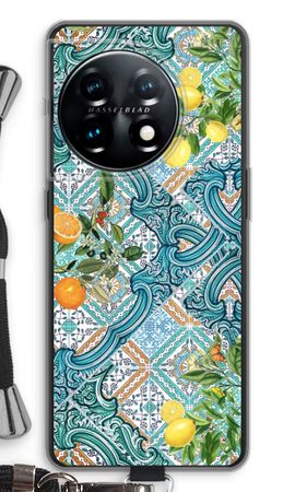 Blue tiles, lemons and oranges