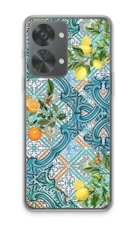 Blue tiles, lemons and oranges