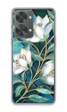 Blue stained glass flowers