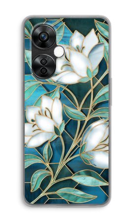 Blue stained glass flowers