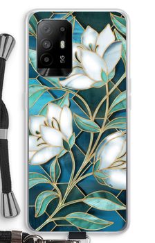 Blue stained glass flowers