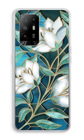 Blue stained glass flowers