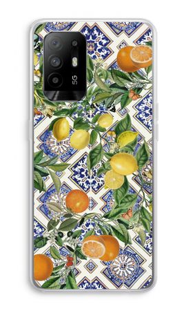 Blue tiles, lemons and oranges