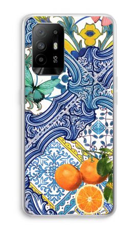 Blue tiles and oranges