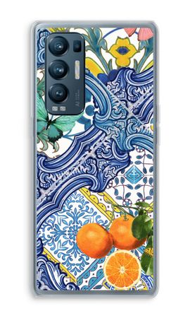 Blue tiles and oranges