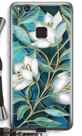 Blue stained glass flowers