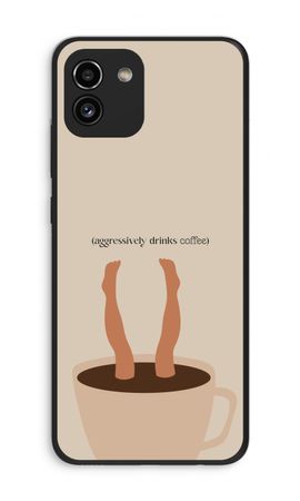 Aggressively drinks coffee