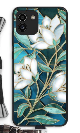 Blue stained glass flowers