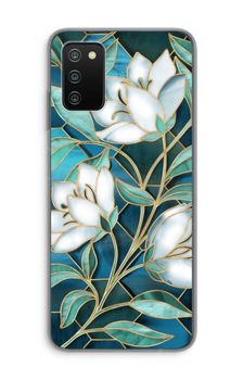 Blue stained glass flowers