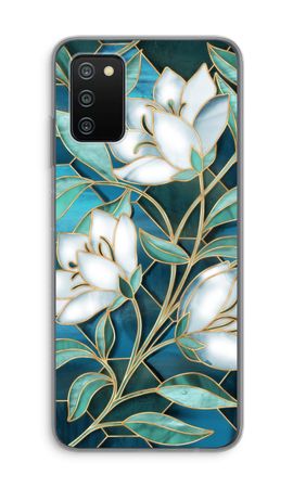 Blue stained glass flowers