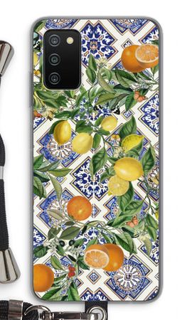 Blue tiles, lemons and oranges