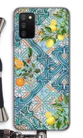 Blue tiles, lemons and oranges