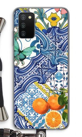 Blue tiles and oranges