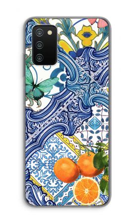 Blue tiles and oranges