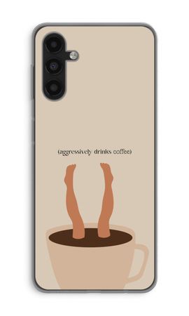 Aggressively drinks coffee