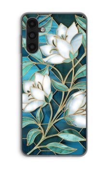 Blue stained glass flowers