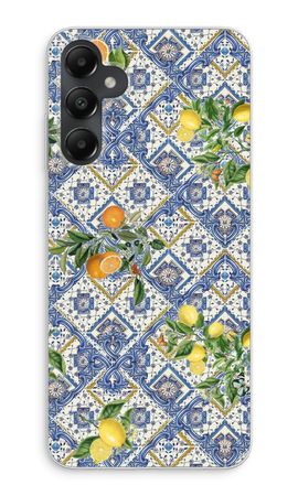 Blue tiles, lemons and oranges - small