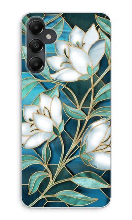 Blue stained glass flowers