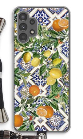 Blue tiles, lemons and oranges