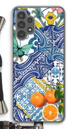 Blue tiles and oranges