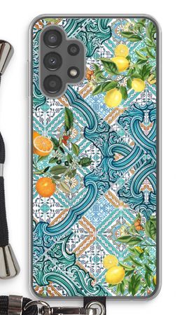 Blue tiles, lemons and oranges