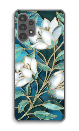 Blue stained glass flowers