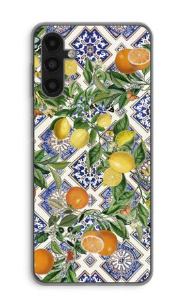 Blue tiles, lemons and oranges