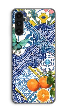 Blue tiles and oranges