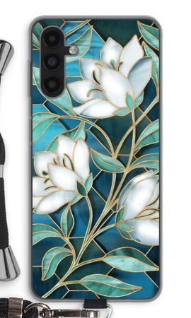 Blue stained glass flowers