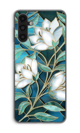 Blue stained glass flowers