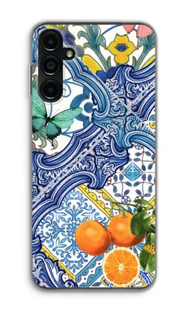 Blue tiles and oranges