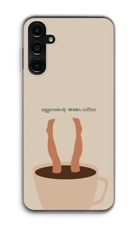 Aggressively drinks coffee