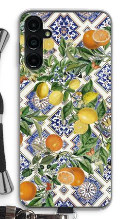 Blue tiles, lemons and oranges