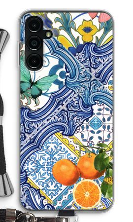 Blue tiles and oranges