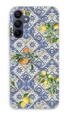 Blue tiles, lemons and oranges - small